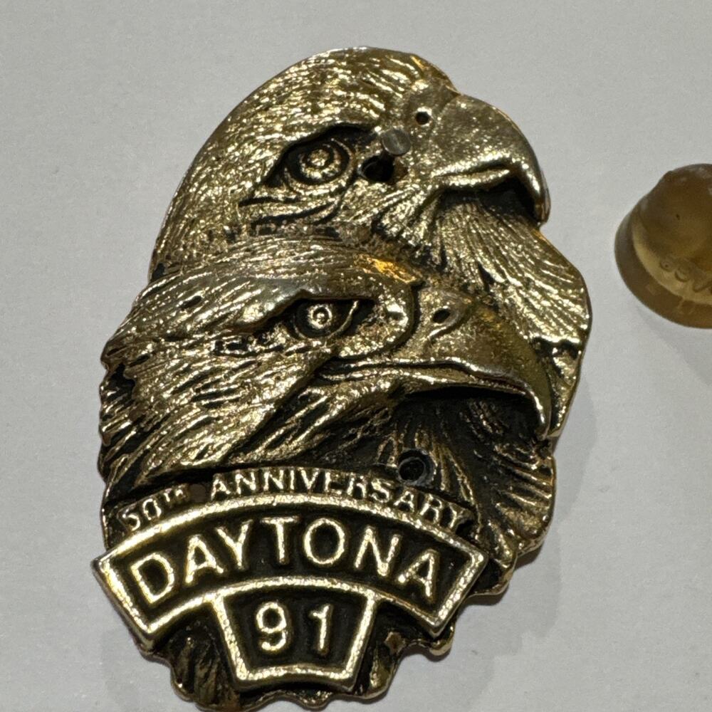 50th Anniversary Daytona 1991 Motorcycle Pin Eagles Missing 1 Pin And Back Vtg - Picture 5 of 10